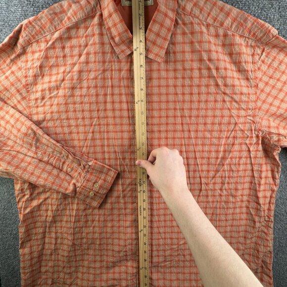 Tommy Bahama Long Sleeve Button Up Shirt Men Orange Check 2XL Tencel Cotton - Picture 2 of 11